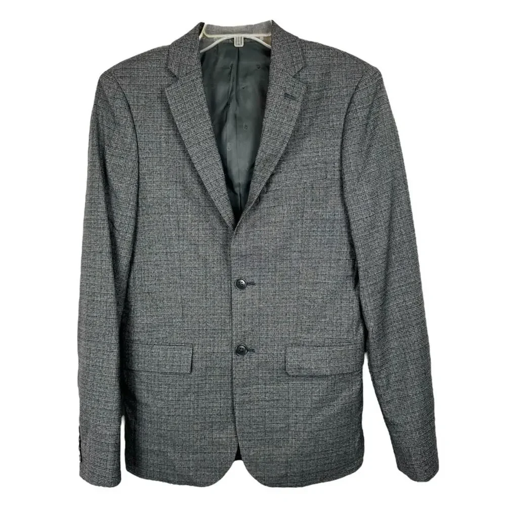 John Varvatos Men's Wool Sport Coat Blazer Office Jacket Grey Pattern Size 36R